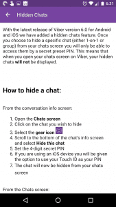 Viber unhide chat