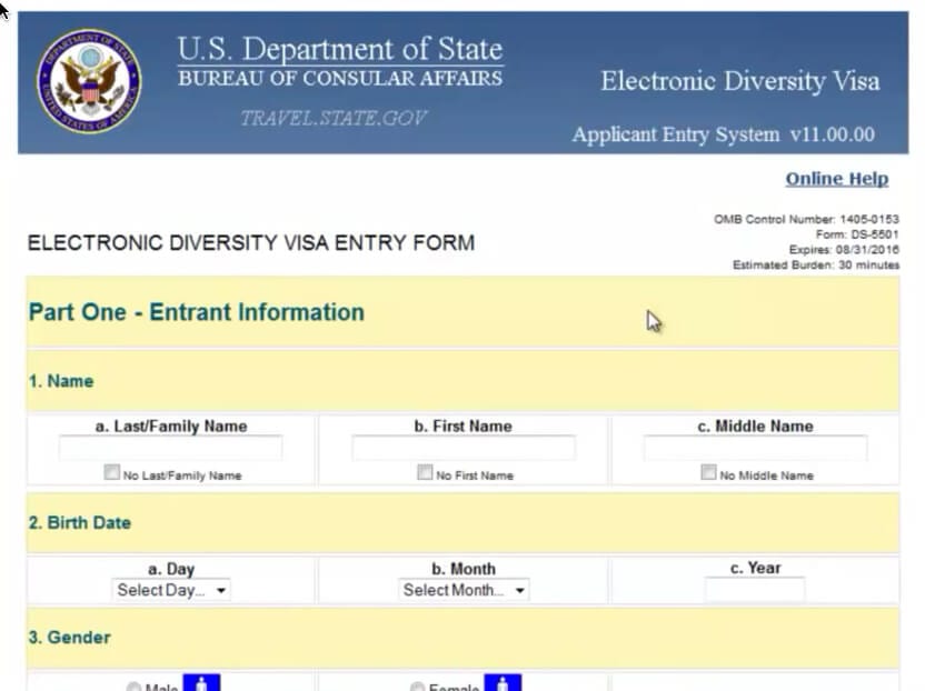 Information Required For DV Lottery Form Online Registration Updates